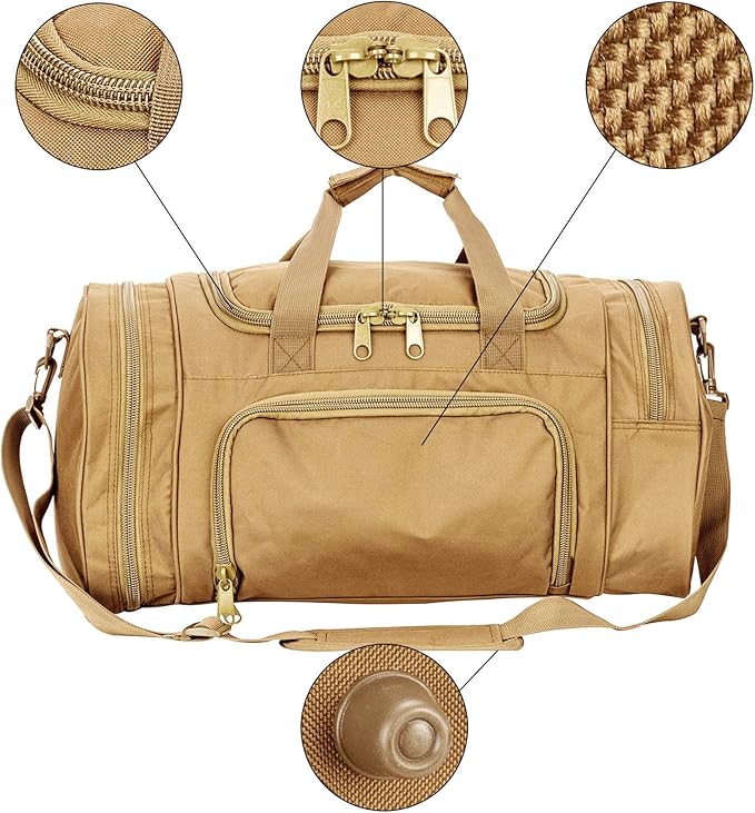 Gym Duffel Bag for Men Sports Duffel Bag with Shoe Compartment (TAN-Model A)