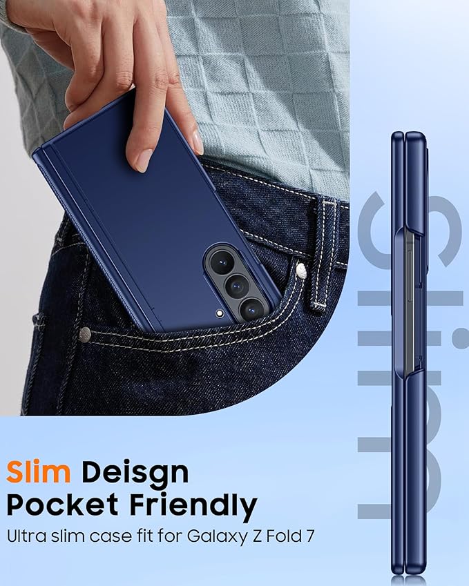CENMASO Magnetic for Samsung Galaxy Z Fold 7 Case with Stand, Fit for Magsafe, Hinge Protection, Screen Protector, Built-in Hidden Kickstand, Slim Shockproof Phone Case for Galaxy Z Fold 7-Blue