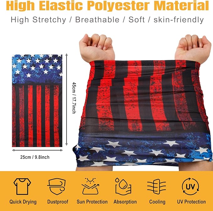 HONGTEYA 6 Pack Neck Gaiter Face Mask: Breathable Windproof Face Cover Balaclava High Elastic Earloop Bandana for Men Women