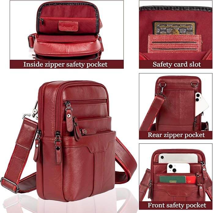 Leather Messenger Bag for Men, Small Leather Sling Shoulder Bag Messenger Pack for Men, Man Purse