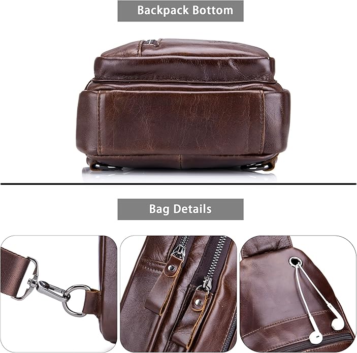 LUKZIJAES Genuine Leather Sling Bag for Men