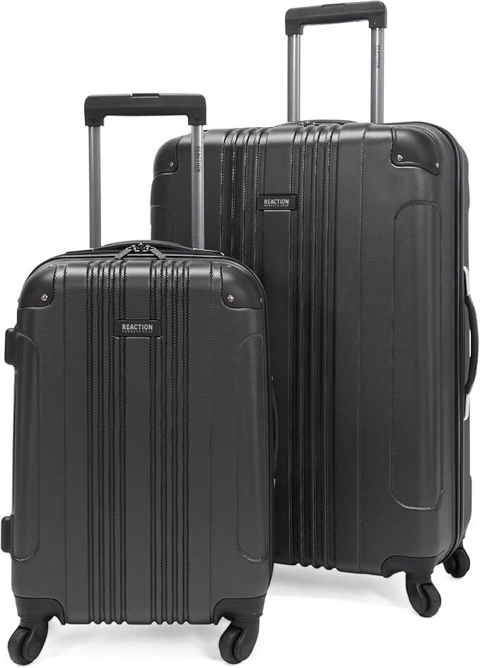 Kenneth Cole REACTION Out of Bounds Lightweight Hardshell 4-Wheel Spinner Luggage, Charcoal, 2-Piece Set (20" & 28")