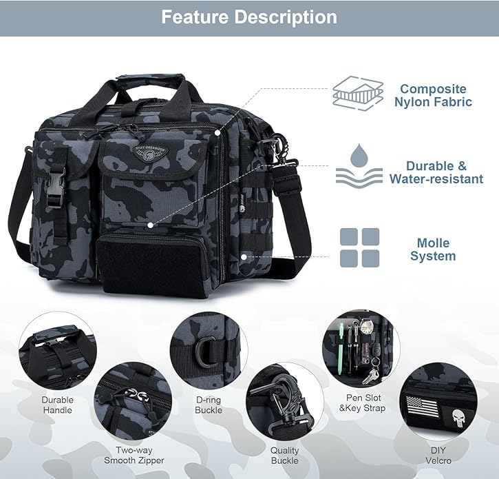 Stypos Tactical Messenger Bag Briefcase for Man Military Laptop Bag 14 Inch/15.6 Inch /17.3 Inch Messenger Shoulder Work Bag