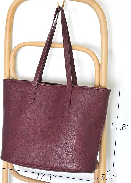Zipper Tote Bag for Women Soft Vegan Leather Handbag for Work, Travel & Everyday Use