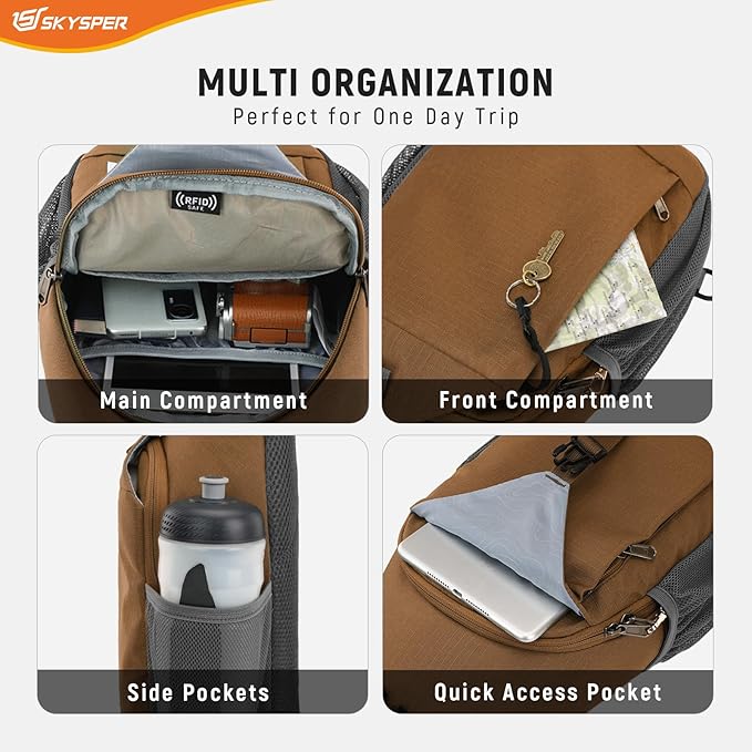 SKYSPER Sling Bag RFID Cross Body Bag Recycled Crossbody Backpack Travel Daypack