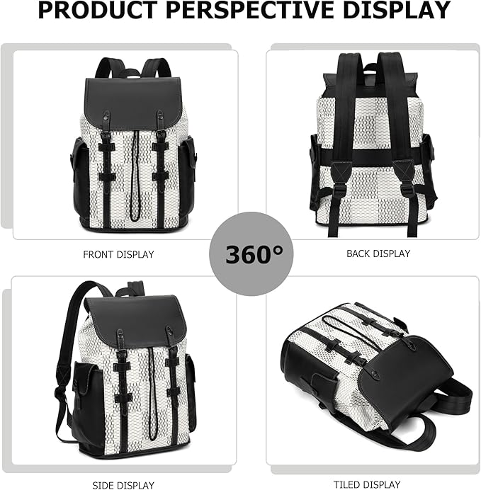 KingTo Laptop Backpack for Men Luxury Anti-Theft Travel Backpack Casual Business Waterproofing Computer Bag (A-White)