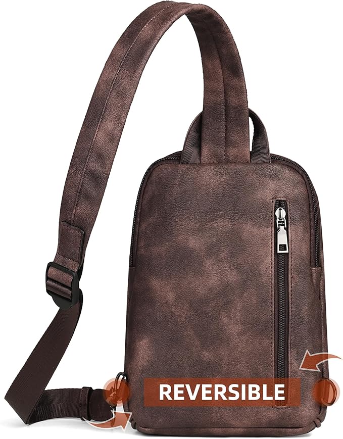 FADEON Sling Bag for Women, Crossbody Purse with Tassels, Designer Leather Shoulder Chest Bags for Travel