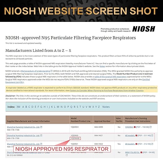 N95 Mask NIOSH Approved 100-Pack, Particulate Respirator N95 Face Masks Universal Fit - Individually Wrapped, Black