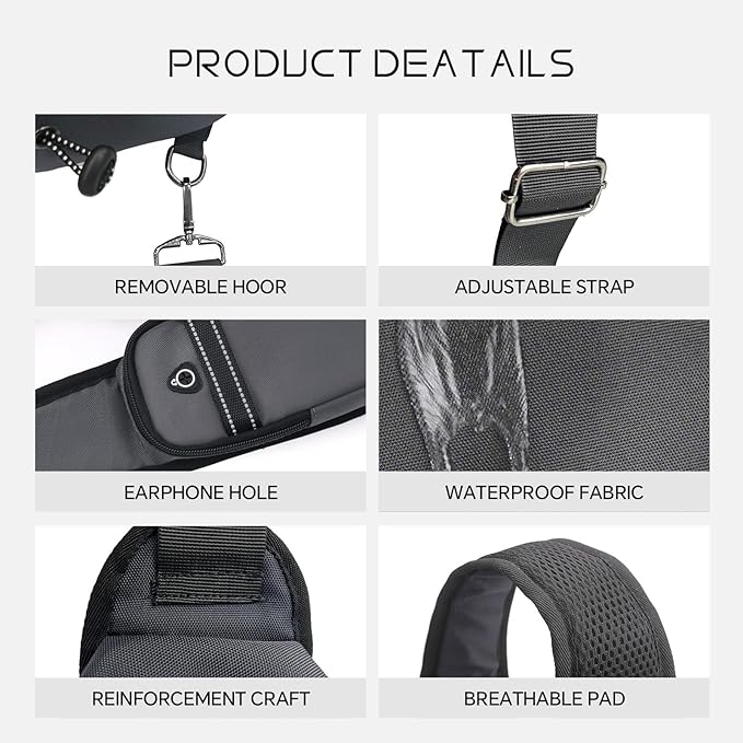 Crossbody Sling Bag Casual Shoulder Hiking Backpack with Convertible Shoulder Strap for Travel Hiking Shopping Leisure Sport