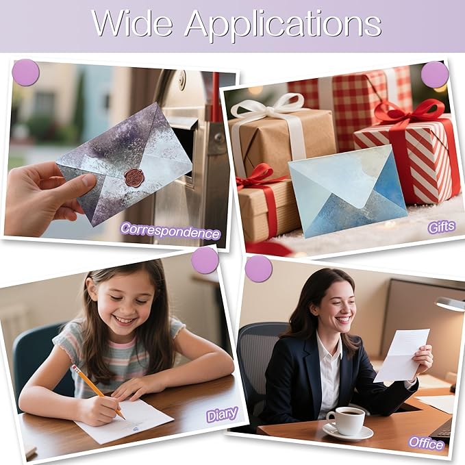 Tuhangcc Stationary Paper Set Minimalism - Hand Blended Colors, 12 Envelopes (4x6 in) & 24 Lined Paper for Wedding Love Letters, Invitations, Anniversaries (Cherry Blossom Mist)