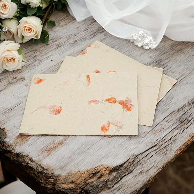 Kathmandu Valley Co. Nepali Cherish Greeting Card & Envelope Box Set with Handmade Lokta Paper from Nepal, 15 Cards (Marigold)