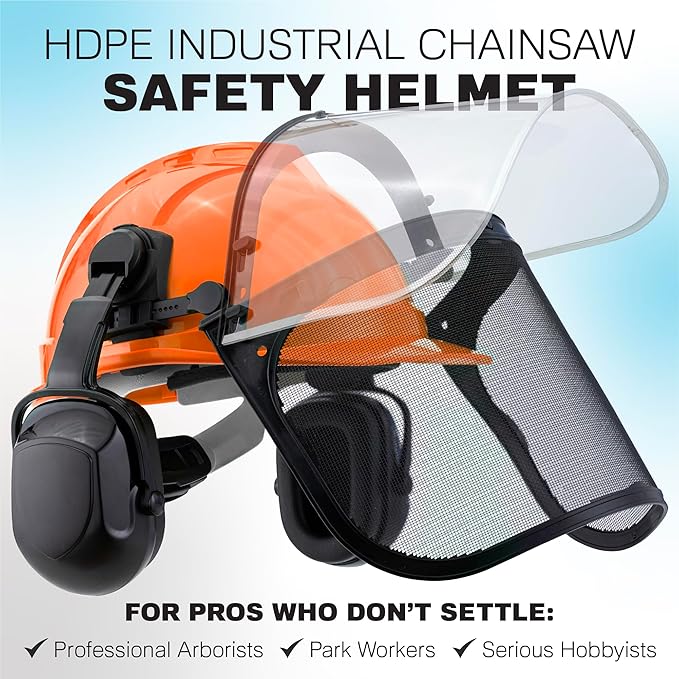 Raxwell Chainsaw Safety Helmet – ANSI Certified 6-in-1 Forestry Hard Hat with Ear Muffs, 2 Visors, Goggles & Earplugs – 30dB Noise Reduction – Adjustable PPE for Arborists, Logging & Tree Work