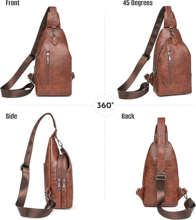 Small Sling Bag for Women - in Vegan Leather Versatile Fanny Pack, Crossbody Bags for Women with Adjustable Guitar Belt Suitable, Dark Brown