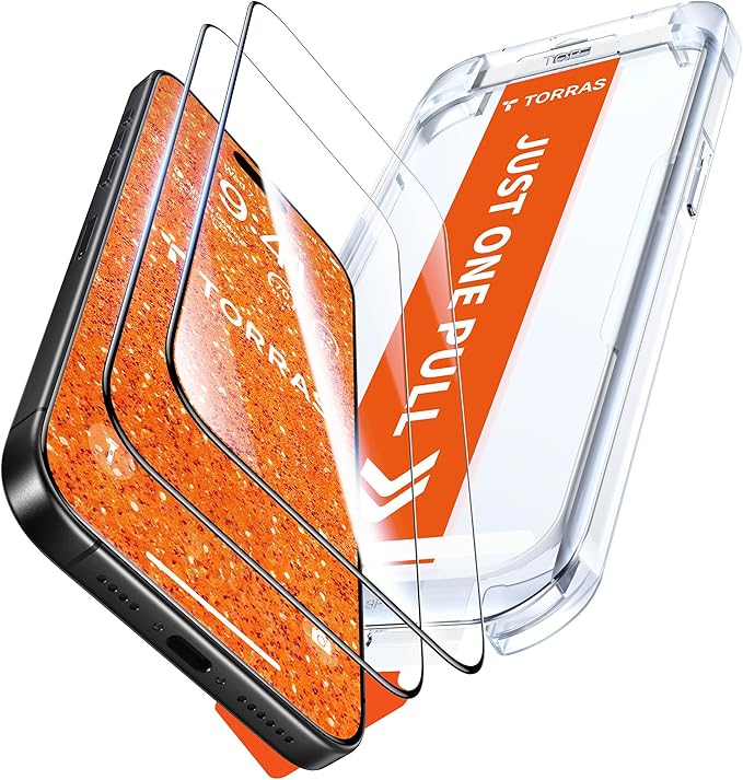 TORRAS for iPhone 17 Screen Protector [12Ft Military-Grade Shatterproof] [9H+ Aerospace Tempered Glass] Anti-Scratch Full Coverage Fit Screen Protector 17 6.3" 2-Pack