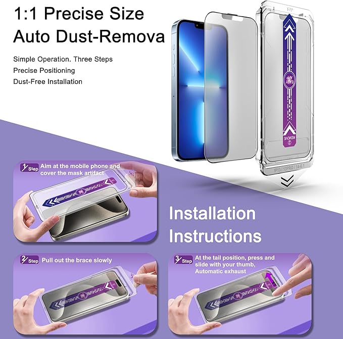 CHISHA 2-Pack Matte Screen Protector for iPhone 14 and iPhone 13 and iPhone 13 Pro 6.1-Inch, Auto Dust Removal, No Bubbles, High Definition Clear, Easy Installation