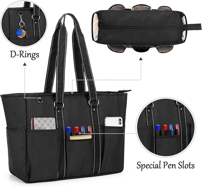 Trunab Teacher Utility Tote Bag with Multiple Pockets, Padded Compartment for 15.6" Laptop for working