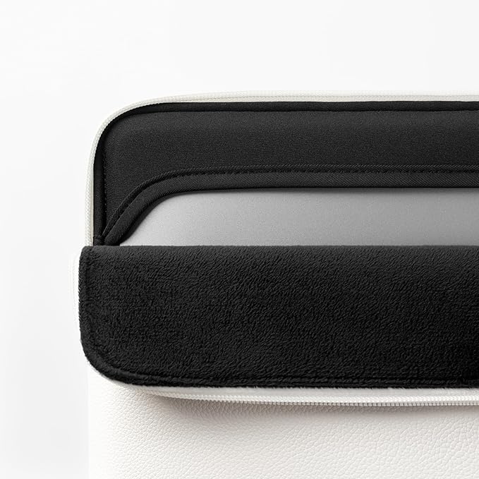Comfyable Leather Laptop Sleeve Compatible with 16 Inch MacBook Pro M4 2024 & 15 Inch MacBook Air M4 M3 M2 2025, Rice