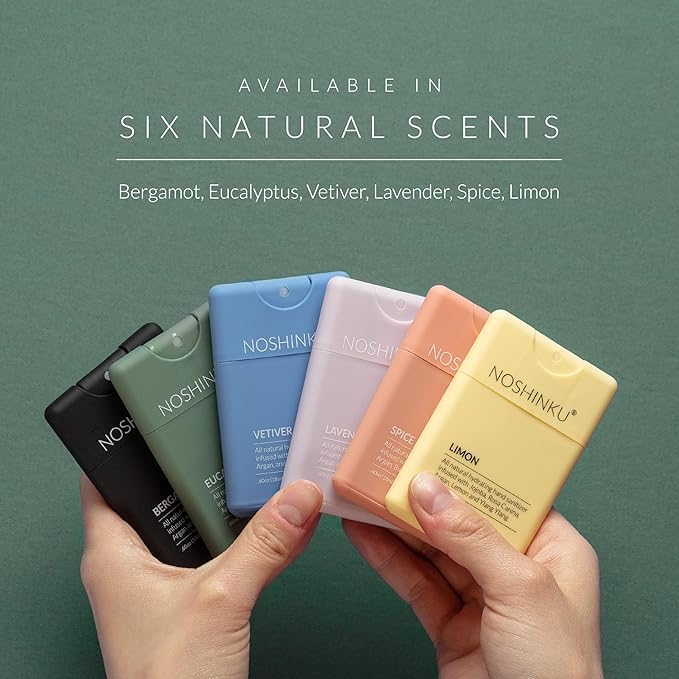 Noshinku Eucalyptus Pocket Hand Sanitizer Refill Kit: Refill Pouch + Sprayer Bundle | Organic Antibacterial Sanitizing Mist with Moisturizing Oils | FDA Registered | 70% Sugarcane Derived Alcohol