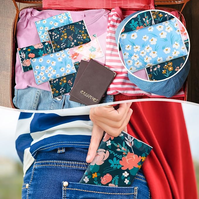 PerKoop 100 Pack Pocket Tissues Travel Slim Packs Small Facial Tissues Wallet Size Toilet Paper for Travel Guest Wedding Supplies, 4 Styles(Country Floral)