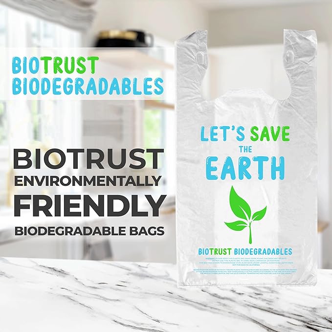 Biodegradable Thank You Bags | 1000 Count - Bulk | Extra Thick, Strong, Recyclable, & Reusable | 100% Biodegradable Shopping Bags, Grocery/Restaurant/Supermarket | 12" x 6.5" x 22" |