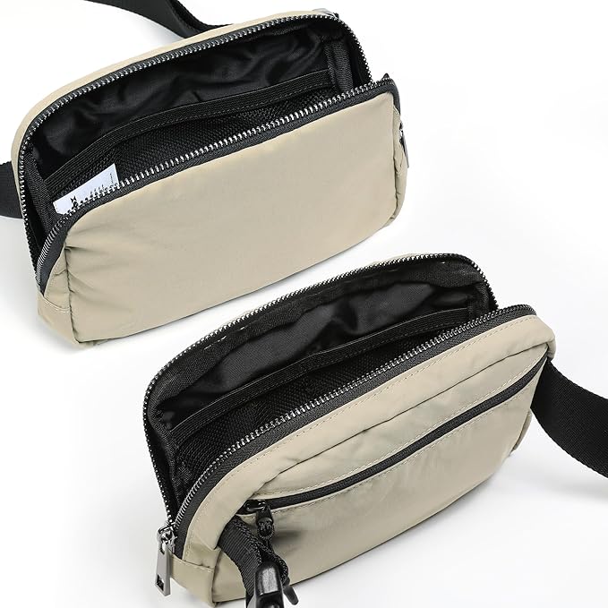 ODODOS Unisex Mini Belt Bag with Adjustable Strap Small Fanny Pack for Workout Running Traveling Hiking, Khaki
