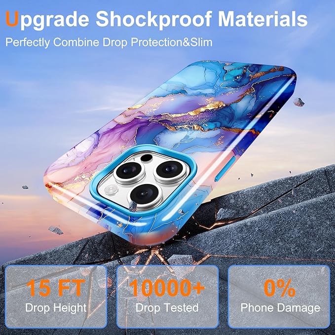 Btscase for iPhone 15 Pro Max Case [Compatible with Magsafe] [Military-Grade Drop Protection] Slim Anti-Scratch Smooth Touch TPU Bumper Shockproof Magnetic Phone Case for Women Girls Men, Blue