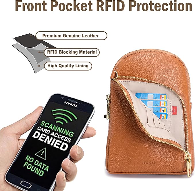 INICAT RFID Blocking Sling Bag Leather Crossbody Bags for Women Fanny Pack Cross Body for Woman Chest Bag for Travel 1.9L