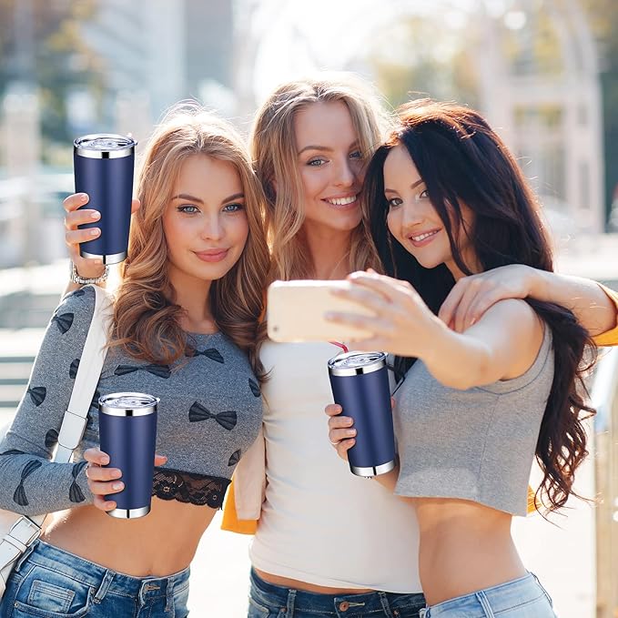 Sieral 36 Packs Stainless Steel Tumbler Bulk with Lid Vacuum Double Wall Insulated Travel Coffee Mug Powder Coated Tumbler Cup for Graduation Wedding Christmas Birthday Party(Navy, 20 oz)