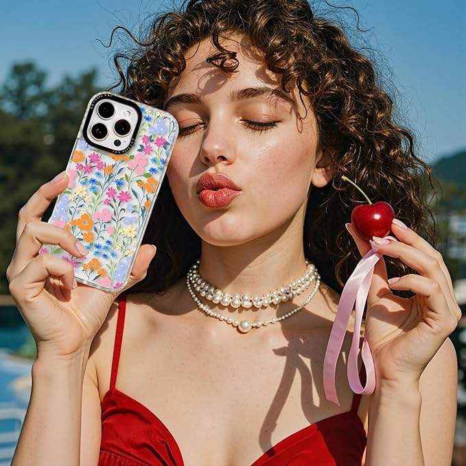 for iPhone 15 Case, Vibrant Garden Floral Pattern, Military-Grade Drop Protection, Cute Soft Slim TPU Protective Cover with Camera Lens Protection for Women & Girls