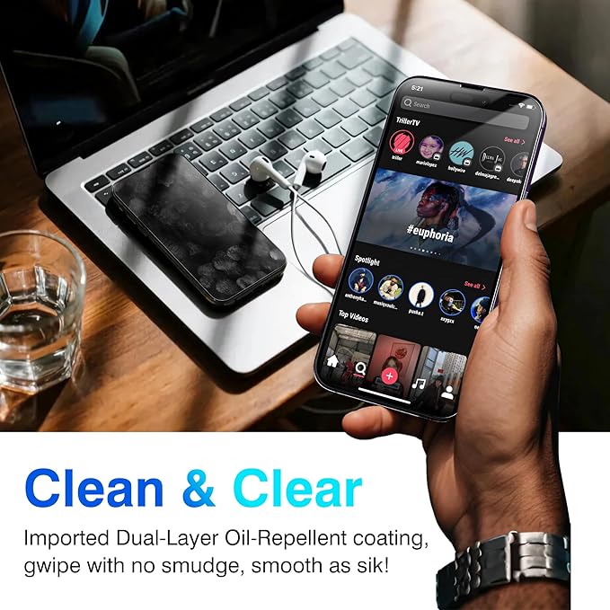 EZ-GLAZ- 4 Pack for iPhone 14 Pro Max Screen Protector [6.7"] With 2 Pack Camera Lens Protector, 9H+ Hardness 12FT Military Grade Shatterproof Scratch Resistant Durable Tempered Glass Film with Flawless Fit Kit, HD Clear