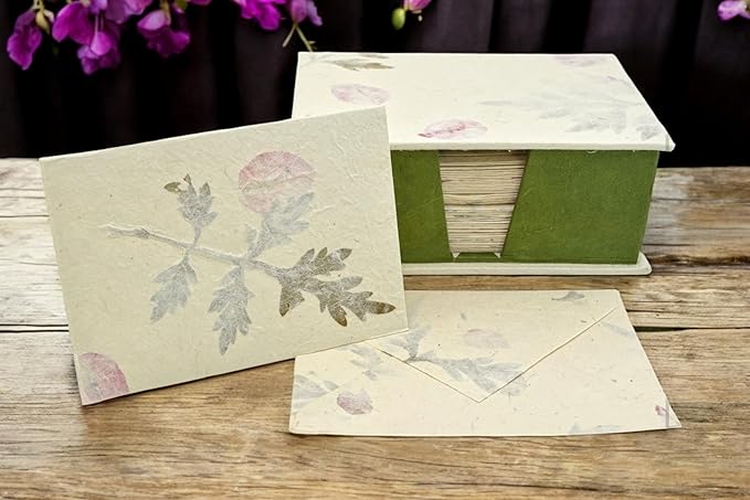 Kathmandu Valley Co. Nepali Cherish Greeting Card & Envelope Box Set with Handmade Lokta Paper from Nepal, 25 Cards (Forest Wanderer)