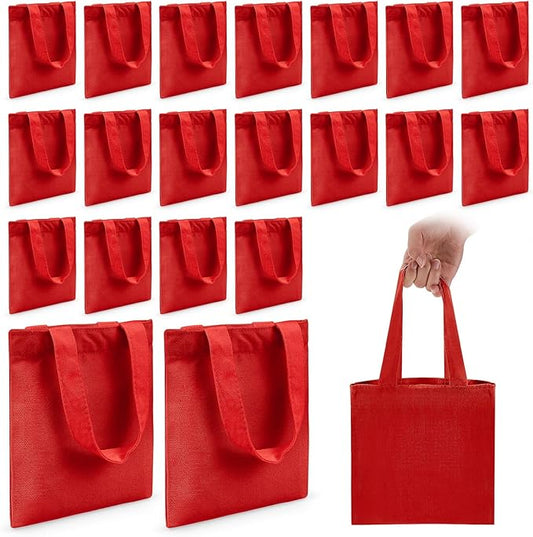 Amylove 24 Pcs Mini Tote Bag Sublimation Blank Canvas Tote Bags Reusable Grocery Luggage DIY Sack Goody for Party Even (8.5 x 8 Inch,Red)
