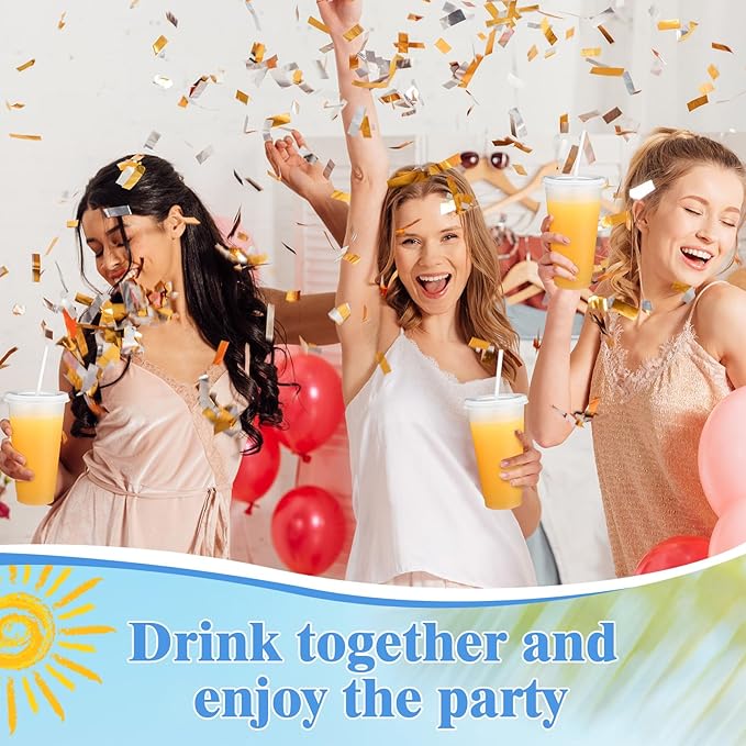 Honeydak 60 Pack Tumbler with Straw and Lid Bulk Glitter Plastic Cups Water Bottle Iced Coffee Travel Mug Reusable Party Favor Cups for Birthdays travel 24-27 oz (Transparent)