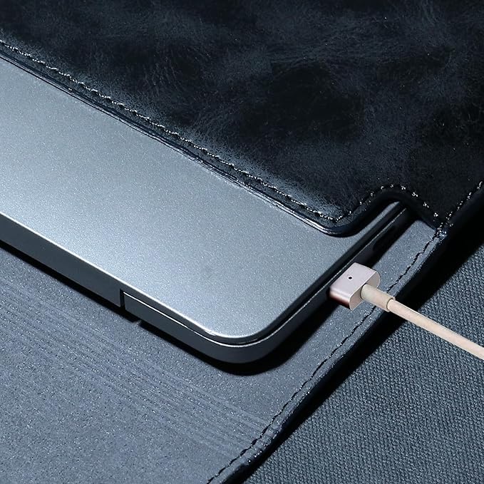Leather Laptop Sleeve Compatible with MacBook Pro 16 Inch M4 M3 M2 M1 Pro/Max＆MacBook Air 15 Inch M4 M3 M2, Genuine Leather Protective Case Cover,Black