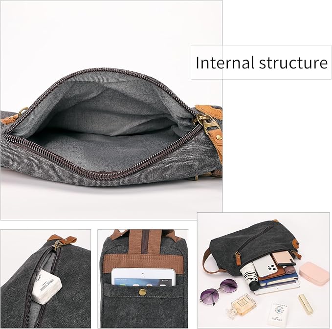 KL928 Canvas Sling Bag Crossbody Bags Small Backpack Pack Travel Purse Convertible Purses for Women Men