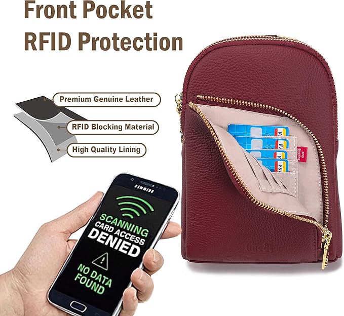 INICAT RFID Blocking Sling Bag Leather Crossbody Bags for Women Fanny Pack Cross Body for Woman Chest Bag for Travel 1.9L