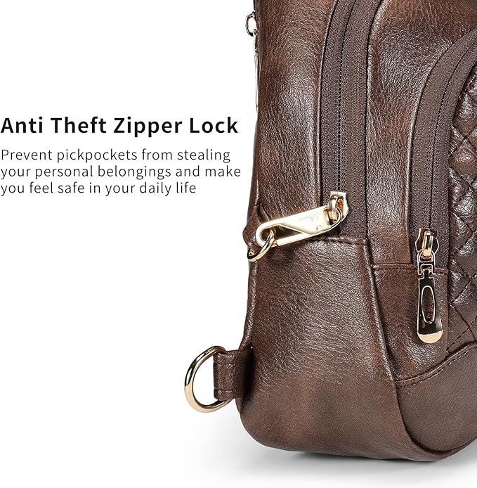 Crossbody Bags for Women Anti Theft Small Sling Handbag with Zipper Lock Vegan Leather RFID Blocking Chest Pure