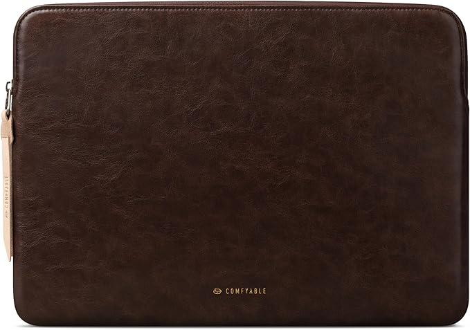 Comfyable Leather Laptop Sleeve Compatible with 16 Inch MacBook Pro M4 2024 & 15 Inch MacBook Air M4 M3 M2 2025, Briarwood