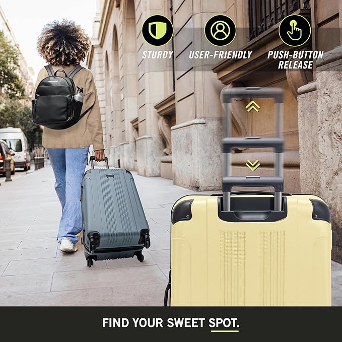 Kenneth Cole REACTION Bounds Lightweight Hardshell 4-Wheel Spinner Luggage, Pale Banana, 2-Piece Set (20" & 28")