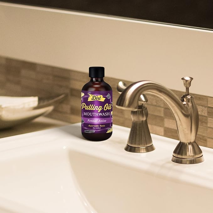 THE DIRT Oil Pulling Mouthwash - Gluten Free - Removes Plaque, Tartar, Bad Breath & Whitens Teeth (Fennel Anise, 4 Ounce)