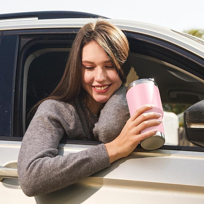 MEWAY 30oz Insulated Tumbler With Lids and Straws,Stainless Steel Double Vacuum Coffee Tumbler Cup, Brush, Durable Powder Coated Coffee Cup for Cold & Hot Drinks, Office, Travel(Pink,8 PACK)