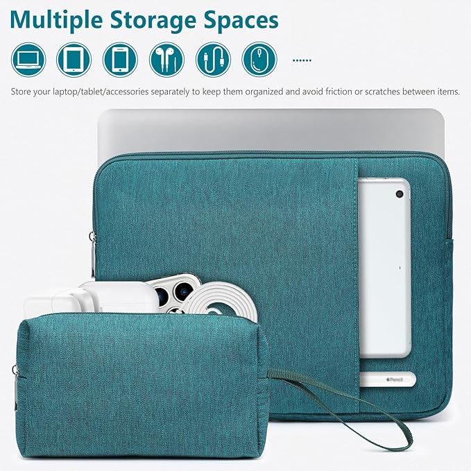 HYZUO 15-16 Inch Laptop Sleeve Bag Set for MacBook Pro 16 M4/M3/M2/M1 Pro/Max, 15" Surface Book, Notebook Case for 15" 15.6" HP Dell Lenovo ThinkBook Asus Acer Samsung Huawei, Dark Green