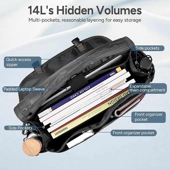Expandable Messenger Bag Fit 16" Laptop for Men Women Work College Office Computer