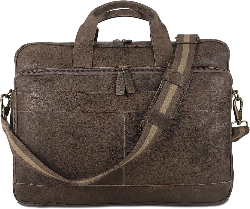 KomalC 16 Inch Leather briefcases Laptop Messenger Bags for Men and Women Best Office Satchel Bag