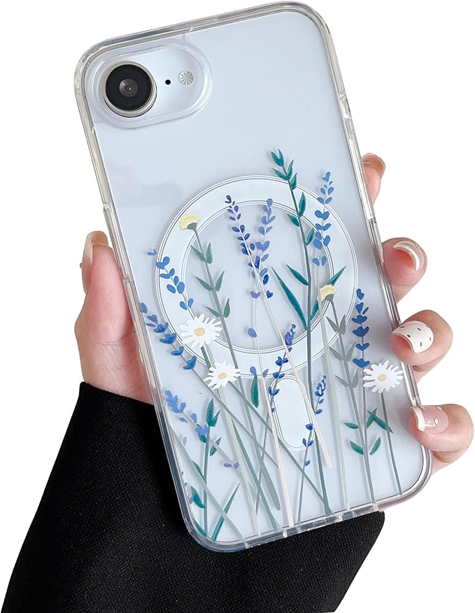 ZTOFERA for iPhone 16e Magnetic Case Compatible with Magsafe, Aesthetic Floral Pattern Design Cute for Girl Women,Anti-Drop Protective Hard Phone Cover for iPhone 16e-Lavender