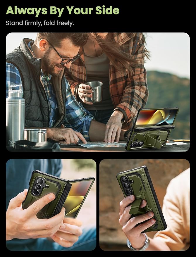 i-Blason Armorbox for Samsung Galaxy Z Fold 7 Case with Stand [Tempered Glass Screen Protector] [Hinge Protection] Full-Body Heavy Duty Rugged Shockproof Protective Case for Z Fold 7 (Green)
