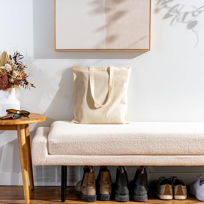 Carrywell |Not Made In China| 5 Pack Cotton Tote Bags, Lightweight Reusable Grocery Shopping Bag, Blank Bulk Cloth Totes with Handles, Great For Custom Screen Print and Gifts (15"x16")