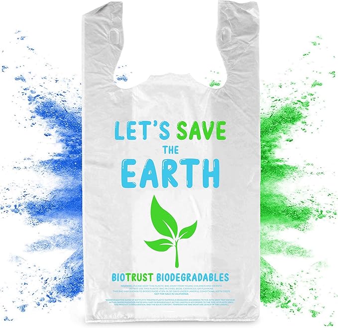 Biodegradable Thank You Bags | 1000 Count - Bulk | Extra Thick, Strong, Recyclable, & Reusable | 100% Biodegradable Shopping Bags, Grocery/Restaurant/Supermarket | 12" x 6.5" x 22" |