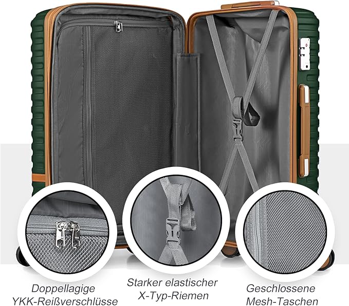 Joyway 28 Inch Large Luggage Hardside Suitcase with Spinner Wheel, Lightweight 3 Piece Suitcase Set with TSA Lock(Green)