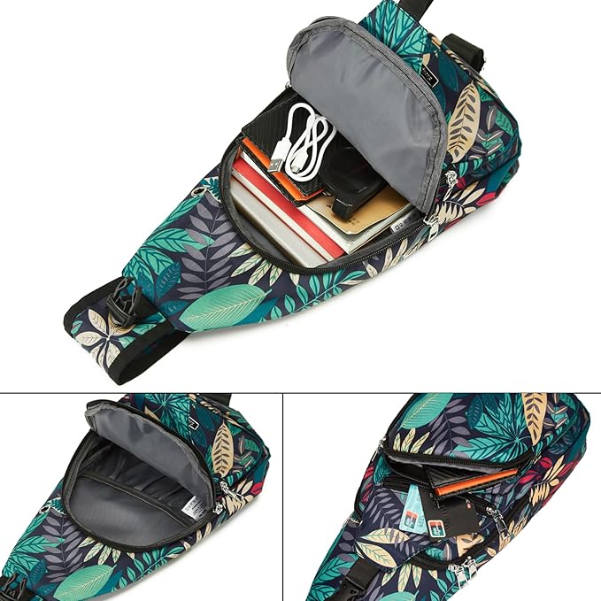 Seoky Rop Men Women Sling Backpack Anti Theft Crossbody Shoulder Chest Bag with USB Charging Port